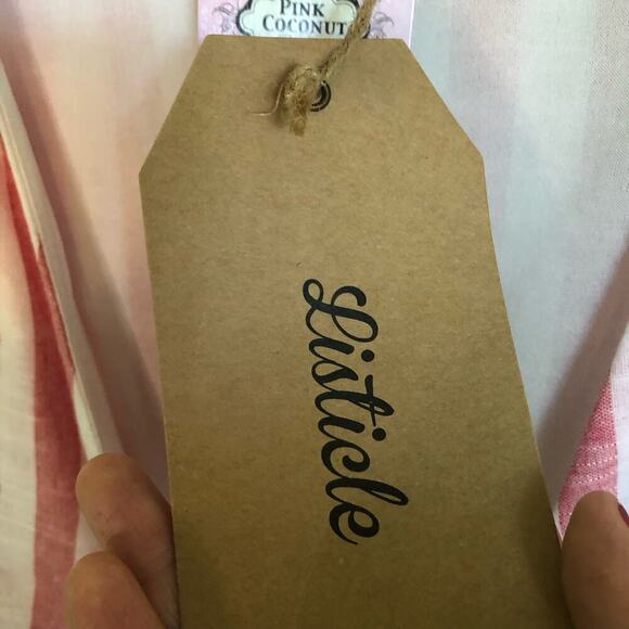 NWT Listicle Red & White Striped Wrap Dress Puff Cap Sleeves - Size Small - Picture 6 of 11